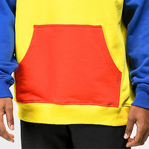 Sweat-shirt à capuche pour homme, coupe ample, manches raglan, style color block, décontracté, pour l'automne, jaune, bleu, rouge, en molleton de coton - Product Image 6