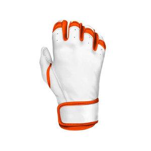 <b>White</b> Orange Split Finger Baseball Batting Gloves With Hook And Loop Closure For Adults All Seasons - Product Image 3