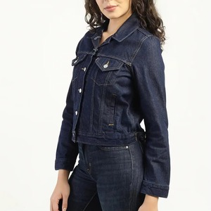 Nouvelle Arrivée Veste en Jean Personnalisée pour Femme 100% Coton Imperméable Réversible Doublure en Coton Tissé Respirant Boutons Décontractés Foncés - Product Image 3