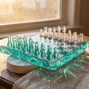 Tablero de ajedrez moderno hecho a mano de resina para regalo y tiendas de juegos, artesanías de resina - Product Image 5