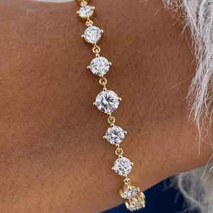 Silver <b>Rose</b> Gold Plated Moissanite Tennis Bracelet Brilliant Cut Channel Setting Geometric Design Trendy Unisex GRA Certified - Product Image 4