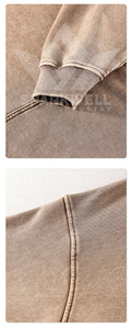 เสื้อฮู้ดดี้โอเวอร์ไซส์ผ้าฝ้ายฟอกสีพื้นสำหรับผู้ชาย ฤดูใบไม้ร่วง มีกระเป๋า ฮู้ดแบบสวม ผ้าเฟรนช์เทอร์รี่ ทรงปกติ - Product Image 6