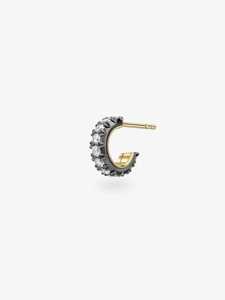 Sparkling Diamond <b>Hoop</b> <b>Earring</b> Pave Set Solitaire Daily Wear Blackened Rhodium 10k 14k 18k Gold Half Circle Modern Luxury Huggie - Product Image 6