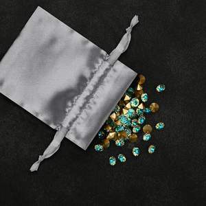 2025 50 PCS Bolsas de satén gris 4x6 pulgadas, bolsas de joyería con cordones, favores de fiesta - Product Image 3