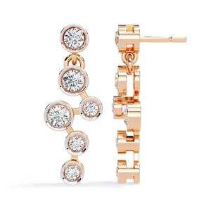 JEWELLERY PLANET Pendientes de Diamantes Cultivados en Laboratorio en Oro Amarillo para Mujer, Corte Brillante, Clásicos para Boda, Chapados en Oro de 14k-22k - Product Image 2