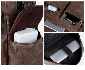 Waterproof Travel Top Rated Genuine Leather Vintage Laptop <b>Backpack</b> Waterproof Anti-Theft Duty Travel Rucksack LBP-0443 - Product Image 5