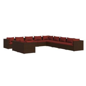 Set Lounge da Giardino Rosso Cinnamon, Mobili da Esterno in Rattan Marrone, 10+ Posti, Design Tropicale, Resistente alle Intemperie - Product Image 2