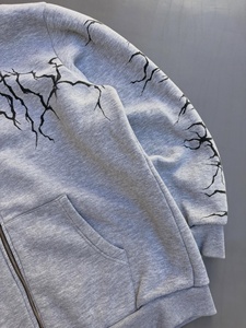Sudadera con capucha casual de corte regular con estampado gráfico gótico personalizado, forro polar, estilo urbano, con cremallera, ajuste holgado, proveedor OEM ODM - Product Image 2