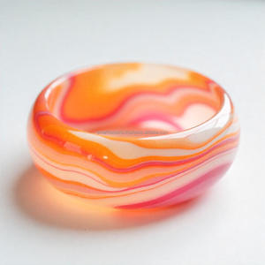 Brazalete de Resina Vibrante Hecho a Mano para Mujer, Diseño 3D, Colores Tropicales de Atardecer, Estilo Ángel, Pulido, Accesorios Elegantes Inspirados - Product Image 2