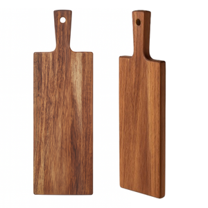Tabla de cortar de madera de acacia con mango largo, tabla de picar de madera rústica para cocina, tabla para servir carne y verduras - Product Image 2