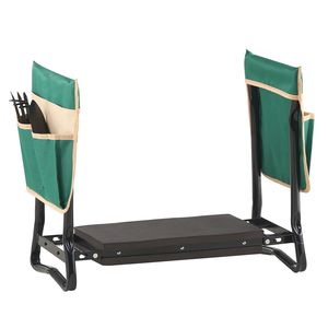 Sgabello da Giardino Pieghevole Rinforzato da 8 Pollici con 2 Borse Porta Attrezzi e Cuscinetto per Alleviare la Pressione sulle Ginocchia - Product Image 4