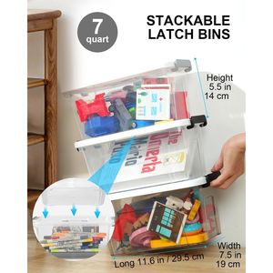 Set di 6 Contenitori di Plastica con Coperchi da 7 Quarti, Scatole Impilabili per Organizzazione e Stoccaggio - Product Image 5