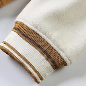 Men's Brown Varsity <b>Jacket</b> With White Sleeves Embroidered G Logo Preppy Style Autumn Wear - Product Image 4