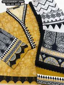 MAUSUMMERY LAWN VOL-2 Ensemble 3 pièces brodé prêt-à-porter en coton pour fête d'été, comprenant chemise, dupatta et salwar en dentelle - Product Image 5
