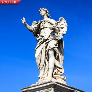 Statua in spugna <span class=keywords><strong>Angelo</strong></span> Ponte ant <span class=keywords><strong>Angelo</strong></span> in marmo bianco intagliato a mano a grandezza naturale - Product Image 2