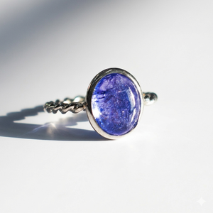Tanzanite Oval Cabochon <b>Ring</b> 925 Sterling <b>Silver</b> Handcrafted Twisted Rope Band Purple Blue Gemstone <b>Solitaire</b> Jewelry - Product Image 1
