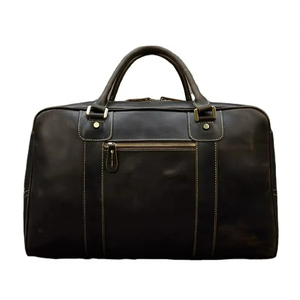 Unisex Genuine Leather Duffle Bags Travel <b>Luggage</b> Crossbody Shoulder Bag Zipper Adjustable <b>Strap</b> Waterproof Durable Large - Product Image 5
