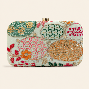 HINDVANTA GLOBAL Elegante Bolso de Mano con Cierre a Presión, Bordado con Lentejuelas Florales, 7 Pulgadas, Ligero, Forro de Poliéster y Algodón, para Mujer - Product Image 2