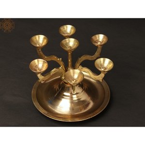 Lámpara de siete mechas de latón hecha a mano de 5 pulgadas para regalar candelabros de Metal indio linternas y tarros de velas - Product Image 4