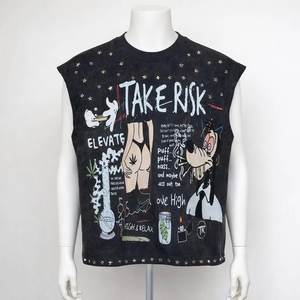 Camisetas Personalizadas 2026 al por Mayor, Ropa de Hombre de Alta Calidad en Tallas Grandes, Camiseta sin Mangas con Estampado de Rayas 100% Algodón, Cuello Redondo - Product Image 1