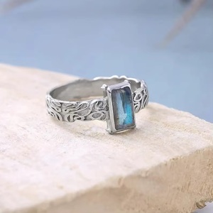 Wholesale 925 Sterling Silver Natural Blue Flash Labradorite <b>Ring</b> <b>Boho</b> Designer Gemstone <b>Ring</b> for Women - Product Image 5