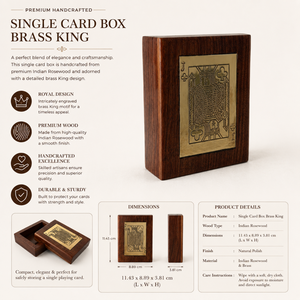 Caja de cartas individual de palisandro indio premium con detalles de latón. |   Estuche de Regalo para Guardar Cartas de Juego Hecho a Mano, Edición Deluxe XLXX - Product Image 5