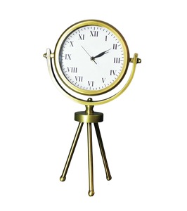 Classic Gold Metal Stand Tabletop <b>Clock</b> Suitable For Living Room Display And Housewarming Gifting Wholesale From India - Product Image 1