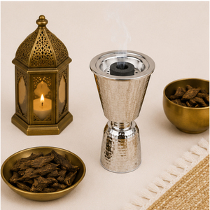 Luxury Hammered Stainless Steel Bakhoor Burner Arabic Style Silver Metal Mabkhara Oud Charcoal Incense Holder For Home <b>Decor</b> - Product Image 4