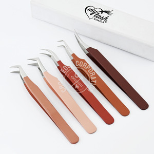 Pince à cils en gros pour extensions, à pointe en fibre, à 90 degrés, pour volume, en acier inoxydable, outil à maintien robuste - Product Image 3