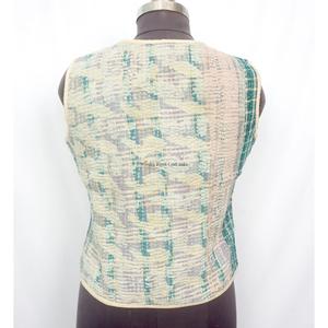 Handcrafted Boho Vintage <b>Kantha</b> printed Cotton Vest for Women handmade Sleeveless <b>Jacket</b> with Multicolor for Winter - Product Image 4