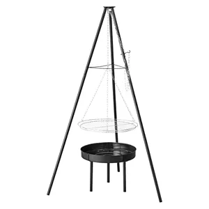 Brasero rond en acier Corten de haute qualité, épaisseur 2 mm, avec base, brasero portable pour le camping, brasero extérieur - Product Image 2