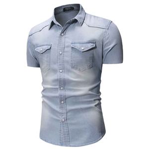 Camisa de mezclilla de alta calidad para hombre, de manga larga, antiarrugas, transpirable, con botones de cuerno oscuros, informal y formal, para cada ocasión. - Product Image 2