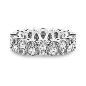 Anillo de oro macizo de 14k con diamantes cultivados en laboratorio, corte pera, estilo eternidad, joyería para mujeres y niñas. - Product Image 1