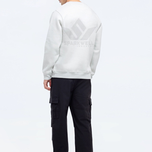Sudadera de Cuello Redondo de Algodón Blanco para Hombre, Corte Regular, Manga Larga, Estampado en la Espalda, Informal, para Otoño e Invierno - Product Image 6