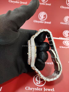 คุณภาพสูง iced VVS ความชัดเจน Moissanite เพชร Studded อนาล็อกสแตนเลสนาฬิกาควอตซ์ธรรมชาติจอแสดงผล - Product Image 6