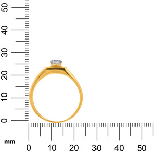 Directional Gleam <b>Men</b> Solitaire <b>Ring</b> 18K Solid Yellow Gold <b>Men's</b> Round Diamond <b>Ring</b> with Geometric Open Cut Band Luxury Wedding - Product Image 5