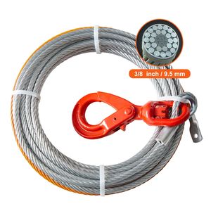 Cavo in Acciaio per Verricello da 3/8 Pollici x 50 Piedi, Resistenza alla Rottura 15.200 Libbre, con Gancio Girevole e Cavo di Traino - Product Image 5