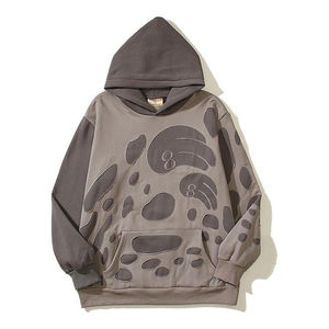Sweat à capuche personnalisé vert et marron patchwork pour homme, coupe oversize, motif abstrait, en molleton épais, style streetwear - Product Image 5