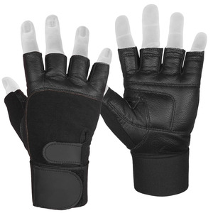 Gants de musculation respirants en néoprène rembourrés avec support pour les poignets, fermeture réglable à boucle auto-agrippante pour l'entraînement de force, unisexe, noir - Product Image 2