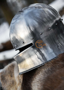 หมวกนักรบเยอรมันแท้-ชุดเกราะเหล็กแบบกอธิคศตวรรษที่ 15 เคลือบเงินขัดเงา-สำหรับการแสดงประวัติศาสตร์คริสต์มาส SCA - Product Image 3