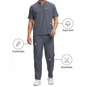 Conjunto de Uniforme Médico para Mujer, Color Gris, Algodón y Poliéster, Cuello en V, Pantalones, Uniformes de Hospital para Trabajadores Médicos, Transpirable, Cómodo y Elástico - Product Image 3