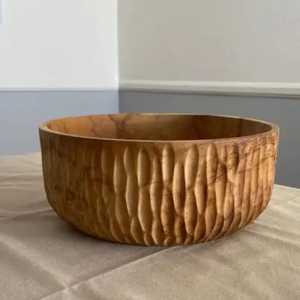 Handmade Wooden Bowl Round Carved Rustic Natural Finish Home Decoration <b>Craft</b> - Product Image 1