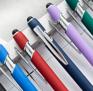 Stylo à bille en métal avec bouton poussoir tactile - Product Image 3