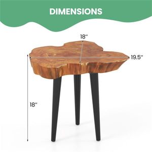 Table d'appoint en teck massif, design irrégulier, couleur marron - Product Image 3