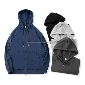 Sweat à capuche oversize à épaules tombantes unisexe en coton et polyester avec logo personnalisé et broderie imprimée avec fermeture à glissière Vêtements chauds pour la saison hivernale - Product Image 2