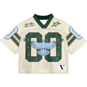 Custom Streetwear Trendy Heat-Transfer Printed V-neck Adjustable Strap Football <b>Shirt</b> Design Logo Mesh Retro American Jersey - Product Image 5