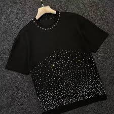 Camiseta Básica de Manga Corta con Decoración de Diamantes, Versión Coreana, Transpirable, Multicolor, de Alta Calidad - Product Image 3