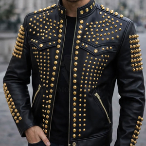 Veste de moto vintage en cuir PU noir pour homme avec col montant, fermeture éclair et logo sur le devant, style motard - Product Image 6