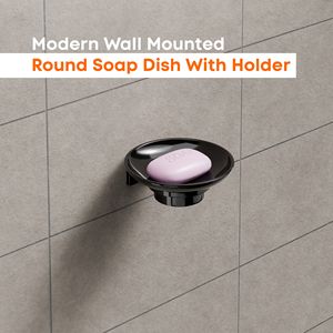 Petite porte-savon carré mural en verre avec support en métal chromé pour salle de bain moderne - Product Image 2