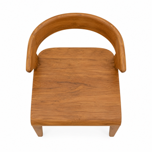 Chaise de salle à manger contemporaine en teck massif, dossier incurvé, assise sculptée - Design moderne, écologique et durable pour une utilisation à la maison et en extérieur - Product Image 4